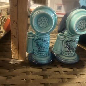 Vintage Style Blue Telephone salt shaker Figurines